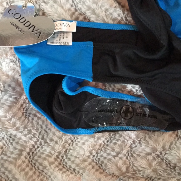 Goddiva London ASOS cutout swimsuit blue and black NWT - Picture 7 of 7